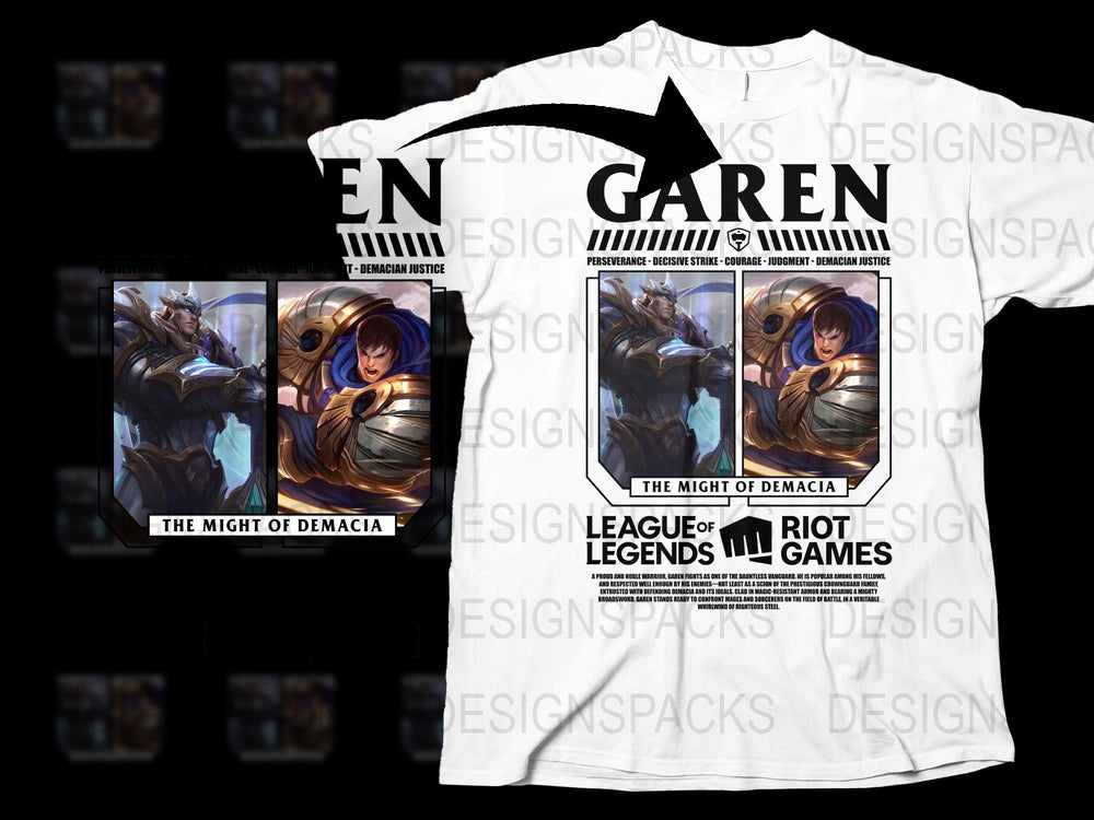 League of Legends Garen T-Shirt, The Might of Demacia Graphic Tee, Gaming Merchandise, Riot Games Apparel