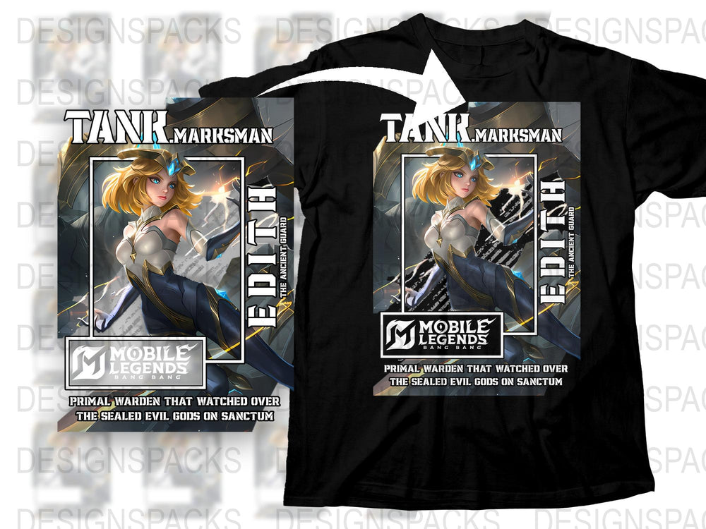 Mobile Legends Tank Marksman T-Shirt, Anime Style Graphic Tee, Gaming Apparel, Unisex Black Cotton Shirt