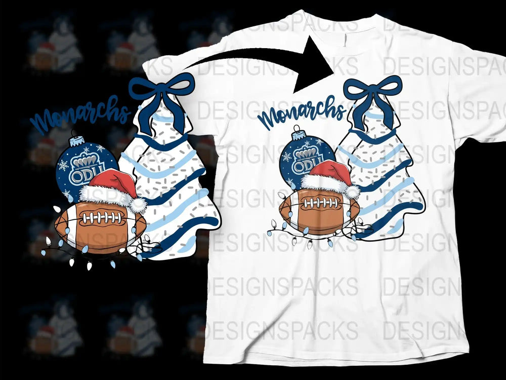Monarchs Football Team Shirt, ODU Inspired Graphic Tee, Sports Fan Apparel, Blue and White T-Shirt
