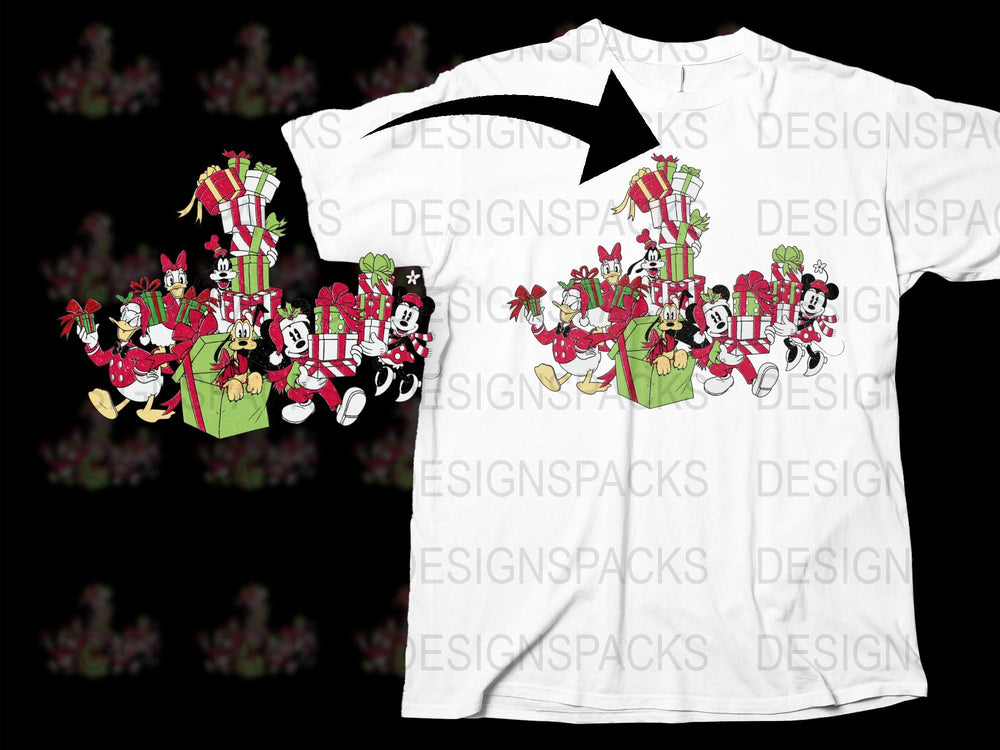 Disney Christmas T-Shirt Mickey and Friends Holiday Gifts Graphic Tee Unisex Cotton Shirt