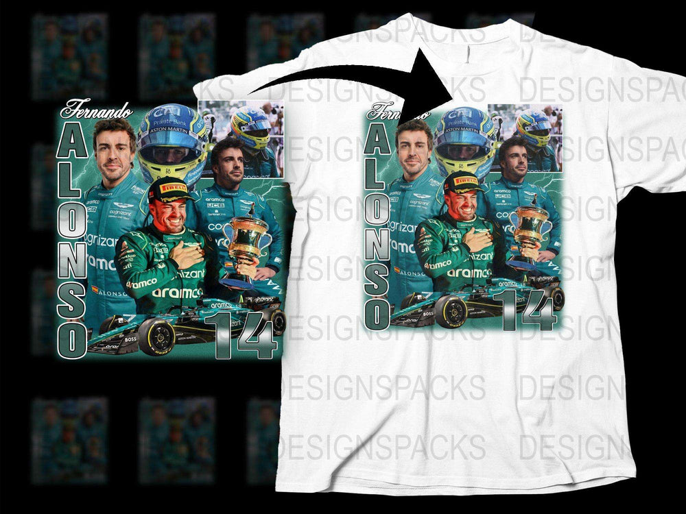 Fernando Alonso Race Car Driver Graphic T-Shirt, Formula One Fan Apparel, Racing Legend Tee, Sports Casual Wear
