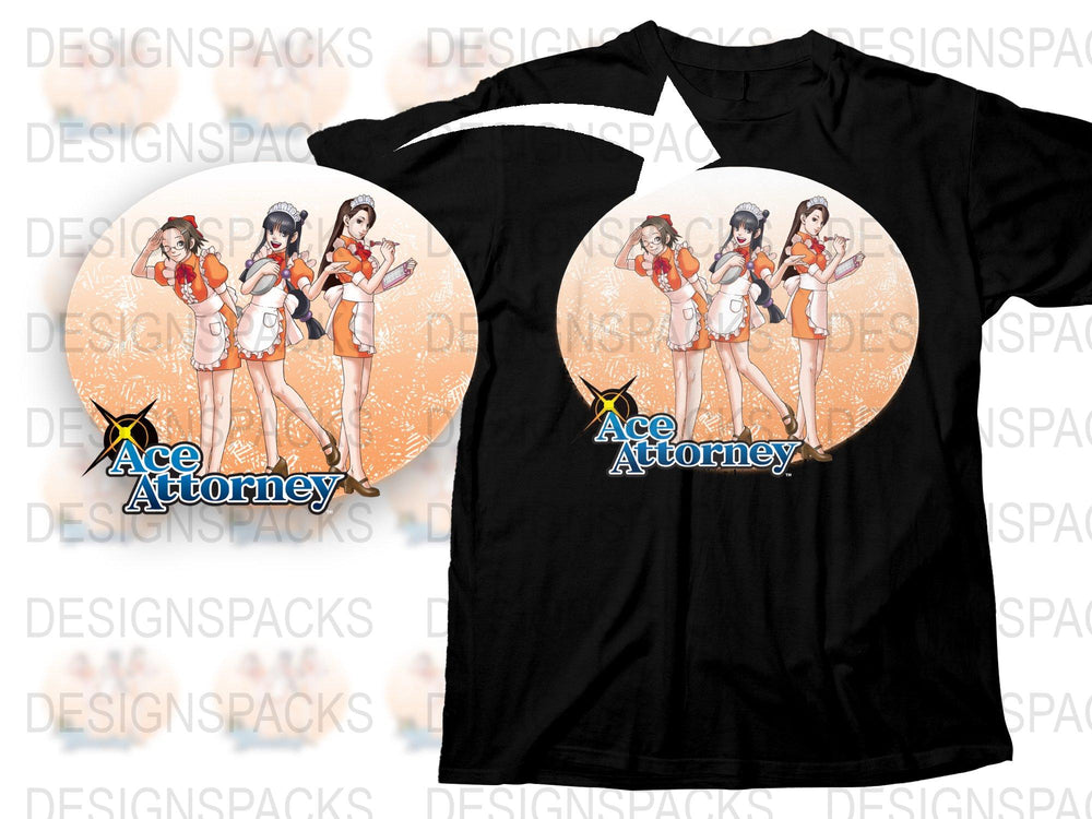 Ace Attorney Anime T-Shirt, Black Cotton Tee, Adult Unisex, Graphic Print, Gaming Merchandise, Fan Art Shirt