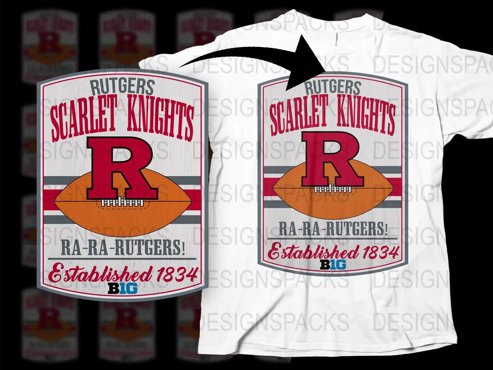 Rutgers Scarlet Knights T-Shirt, Vintage Sports Tee, College Football Apparel, Established 1834