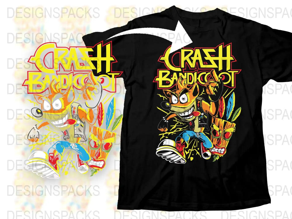 Crash Bandicoot T-Shirt, Vintage Video Game Tee, Colorful Retro Gaming Shirt, Unisex Graphic Tee, Fan Art Apparel, Gift for Gamers
