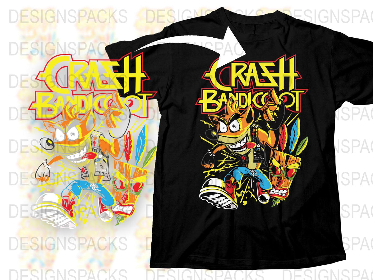 Crash Bandicoot T-Shirt, Vintage Video Game Tee, Colorful Retro Gaming Shirt, Unisex Graphic Tee, Fan Art Apparel, Gift for Gamers