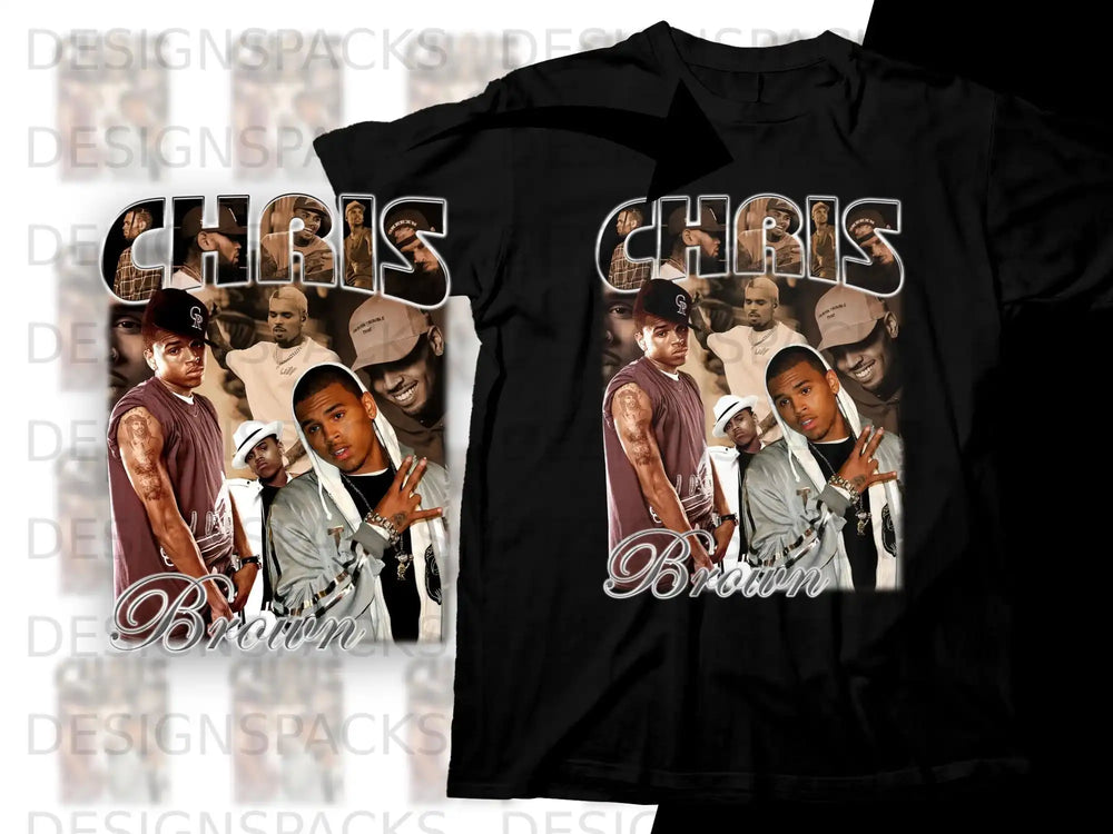 T-shirt featuring Chris Brown with "BORN TROUBLE" text.