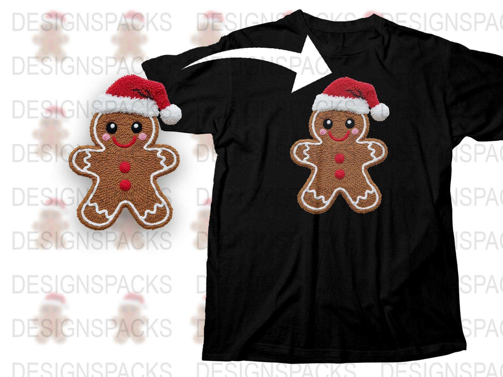 Christmas Gingerbread Man T-Shirt, Cute Holiday Tee, Festive Santa Hat Apparel, Unisex Winter Gift Idea