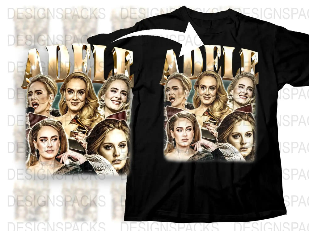 Adele Inspired Graphic T-Shirt, Multiple Face Print Tee, Pop Singer Fan Merch, Casual Fashion Top