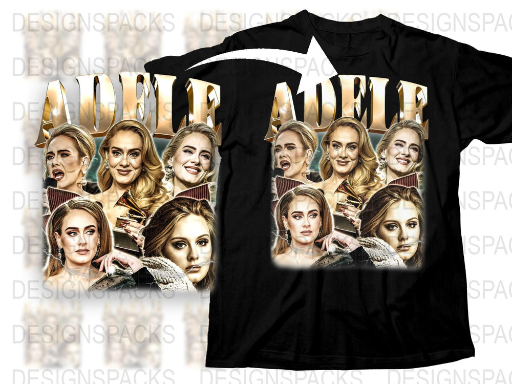Adele Inspired Graphic T-Shirt, Multiple Face Print Tee, Pop Singer Fan Merch, Casual Fashion Top