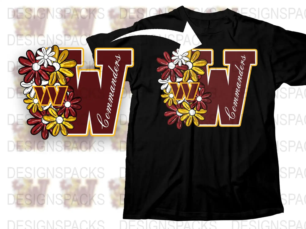 Maroon and Gold Floral Monogram W T-Shirt, Personalized Letter Tee, Custom Graphic Shirt for Women and Men, Unique Gift Idea