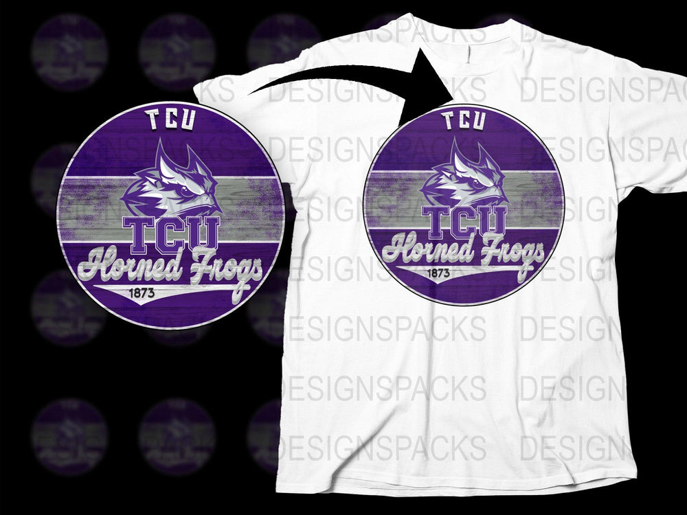 TCU Horned Frogs Logo T-Shirt, Vintage Purple and White College Tee, Fan Apparel 2023