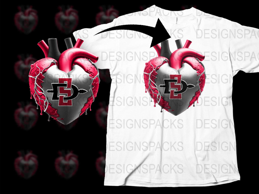 Gothic Heart T-Shirt, Anatomical Heart Tee, Unisex Artistic Graphic Shirt, Bold Red and Silver Design