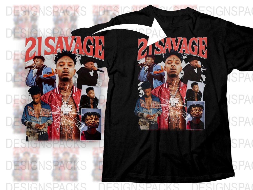 21 Savage Graphic T-Shirt, Hip Hop Artist Tee, Music Fan Merch, Black Cotton Shirt, Trendy Streetwear, Casual Fashion Top