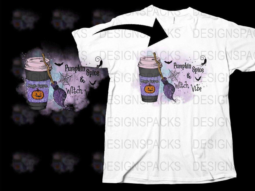Pumpkin Spice and Witch Vibes T-Shirt, Halloween Graphic Tee, Fall Season Casual Wear, Spooky Fashion Top