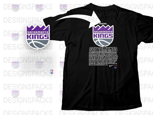 Sacramento Kings NBA Team Logo T-Shirt, Black Nike Sports Apparel, Basketball Fan Gear
