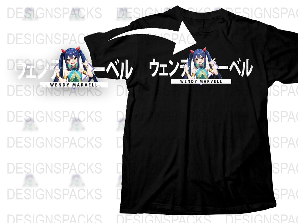 Wendy Marvell Anime T-Shirt, Fairy Tail Graphic Tee, Black Cotton Shirt, Unisex Manga Apparel