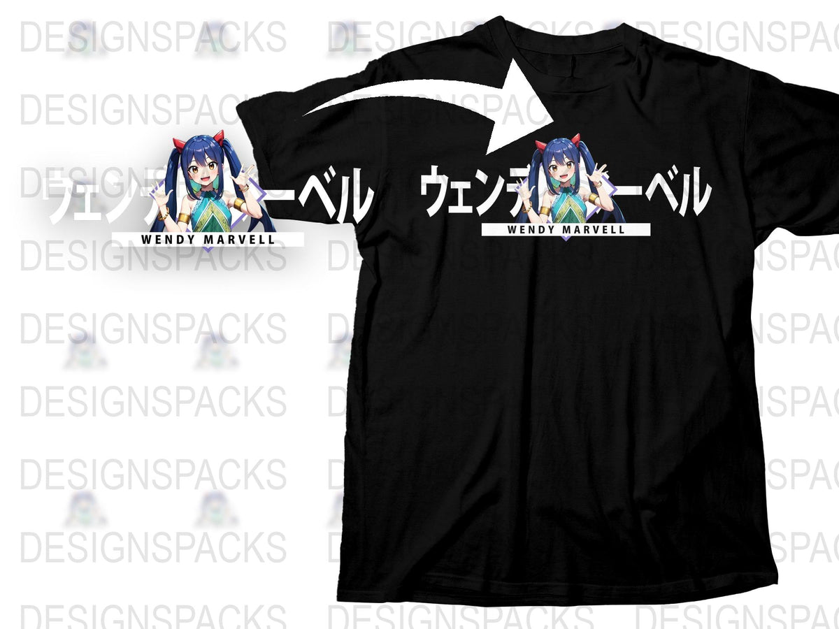 Wendy Marvell Anime T-Shirt, Fairy Tail Graphic Tee, Black Cotton Shirt, Unisex Manga Apparel