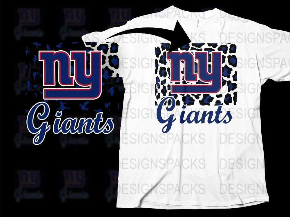 NY Giants T-Shirt, White Short Sleeve, Blue Logo, Football Fan Apparel, Sports Team Merchandise