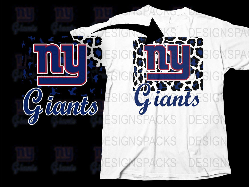 NY Giants T-Shirt, White Short Sleeve, Blue Logo, Football Fan Apparel, Sports Team Merchandise