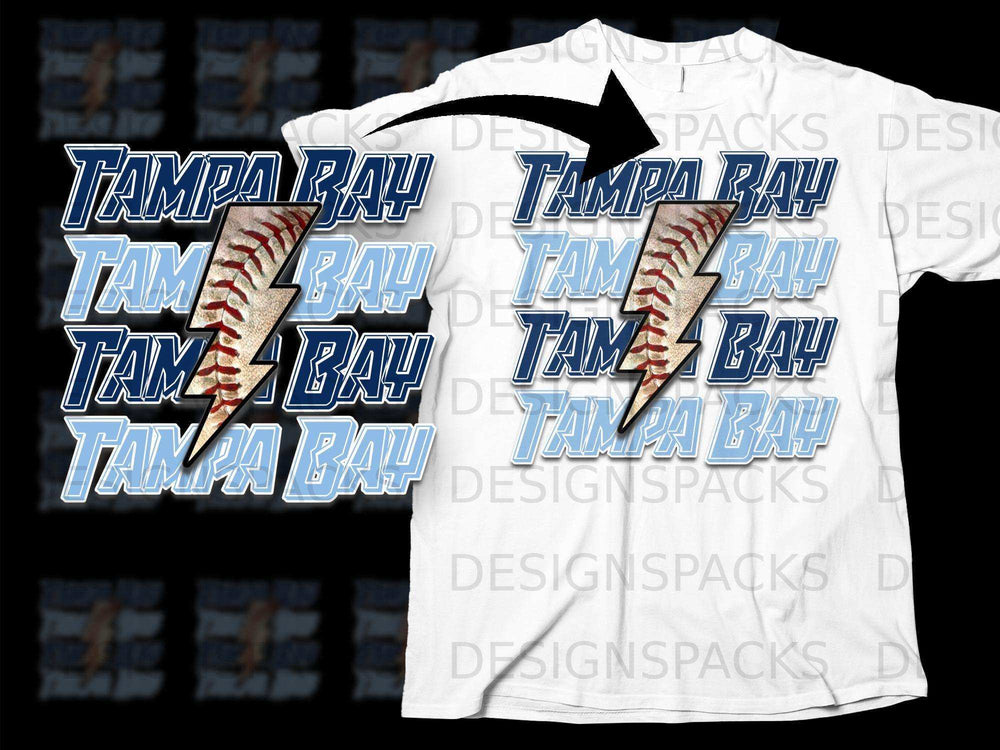 Tampa Bay Baseball Lightning Design T-Shirt