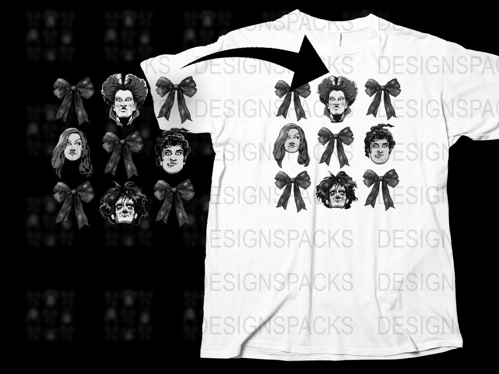 Unique Horror Movie Icons T-Shirt, Classic Black and White Design, Gothic Apparel, Unisex Fashion Tee