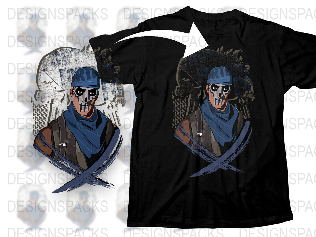 Gothic Skull Warrior Graphic T-Shirt, Men's Black Cotton Tee, Unique Fantasy Design, Gift Idea
