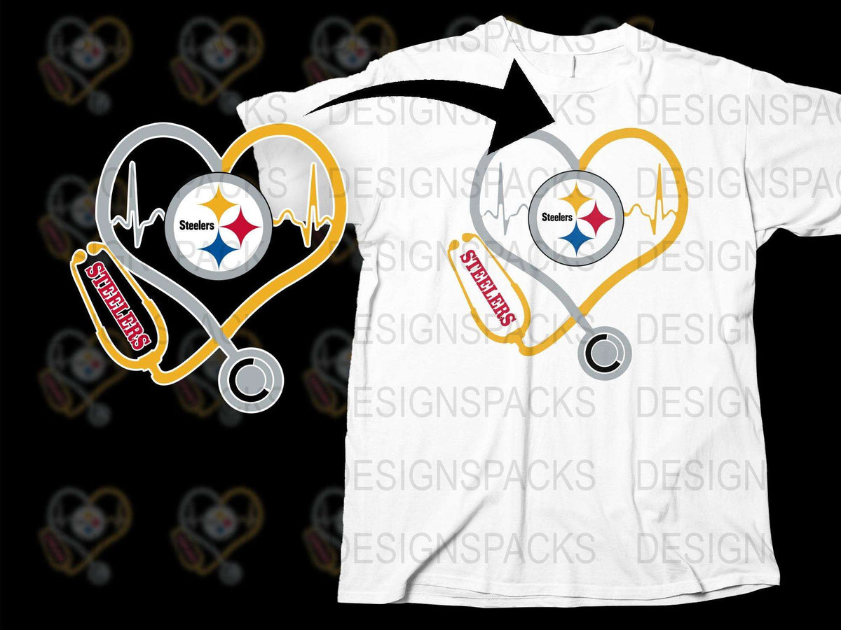 Pittsburgh Steelers Heartbeat Nurse T-Shirt, NFL Football Fan Gift, Medical Staff Apparel