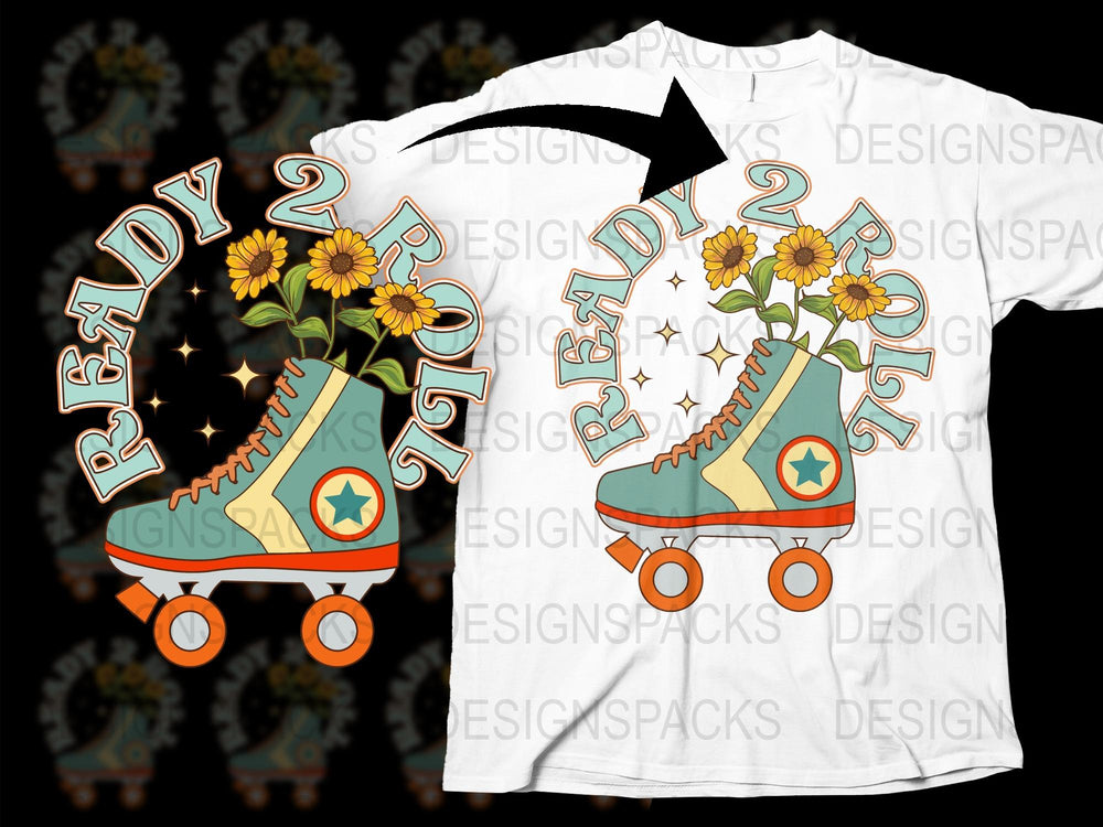 Vintage Roller Skate T-Shirt, Floral Sunflower Design, Retro Style Graphic Tee, Casual Summer Wear