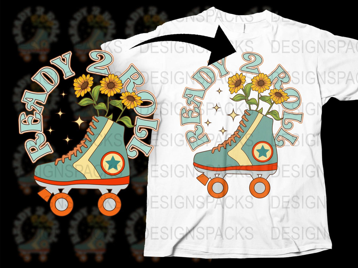 Vintage Roller Skate T-Shirt, Floral Sunflower Design, Retro Style Graphic Tee, Casual Summer Wear