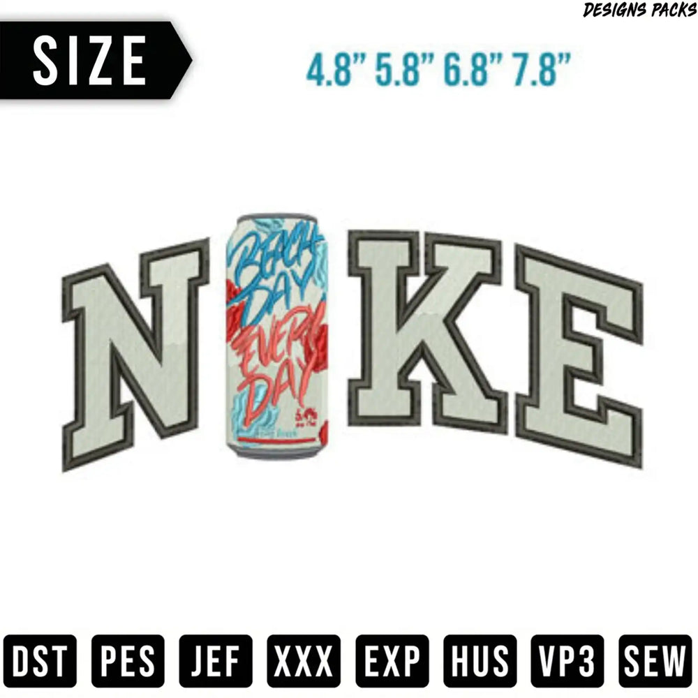 Nike logo with beverage can in place of "NI". Sizes and file formats listed.
