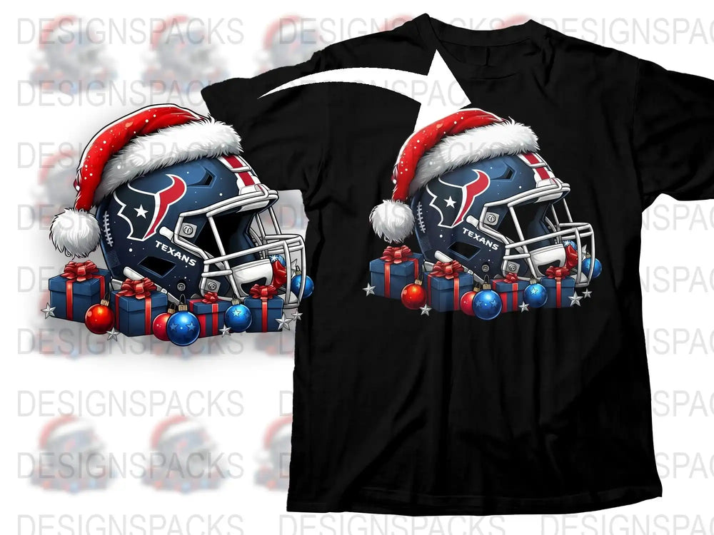 Houston Texans Themed Christmas T-Shirt, Festive Holiday Sports Apparel, Unisex Graphic Tee, Football Fan Gift Idea