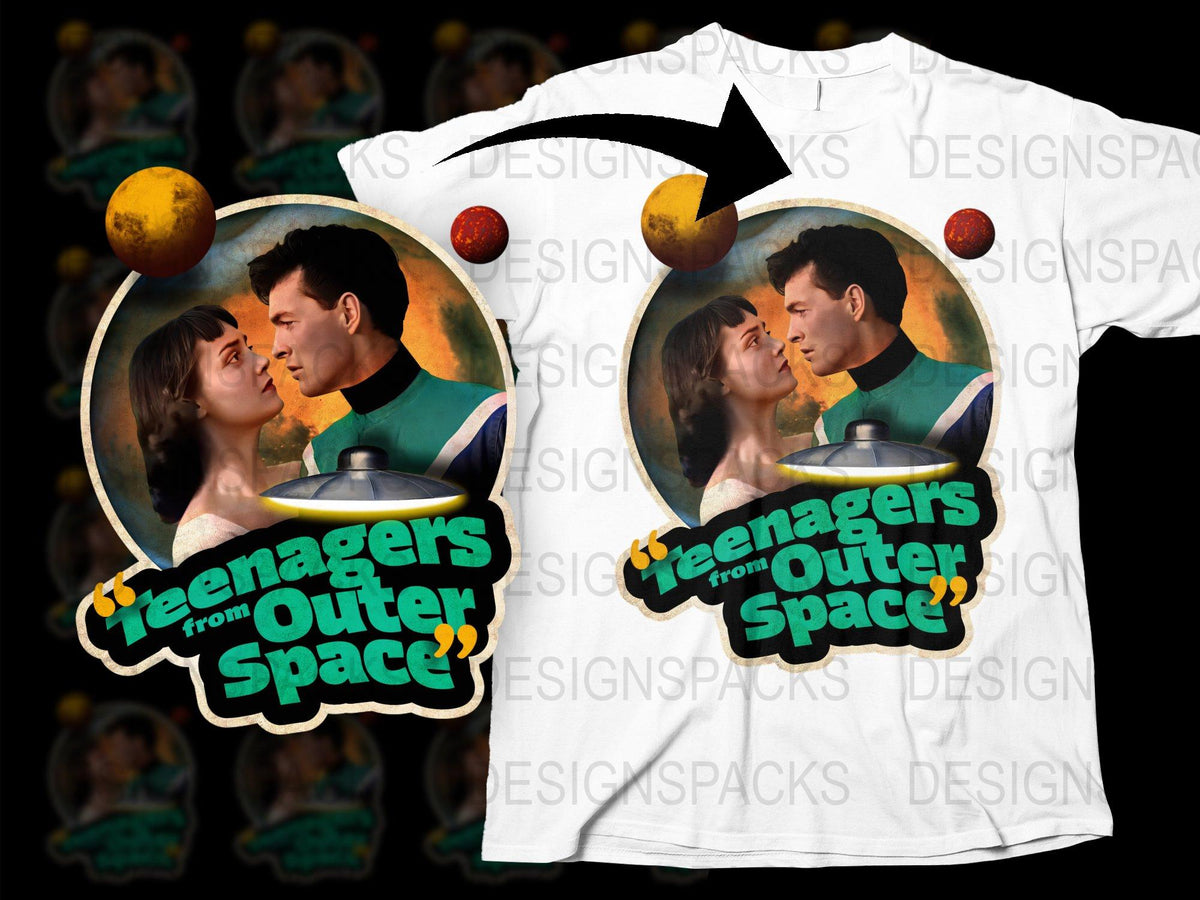 Vintage Sci-Fi Movie T-Shirt, 'Teenagers from Outer Space' Graphic Tee, Retro Film Merchandise, Unisex Clothing