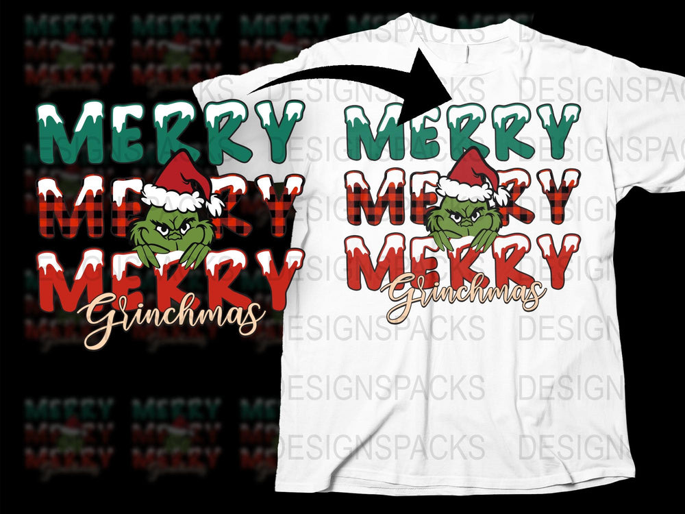 Merry Grinchmas T-Shirt, Festive Holiday Tee, Funny Christmas Grinch Shirt, Colorful Xmas Apparel for Adults and Kids