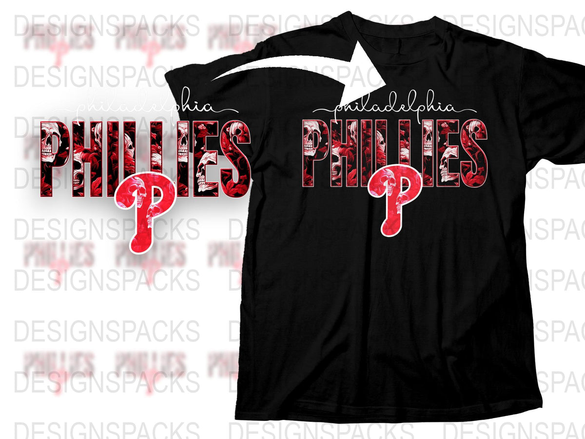 Philadelphia Phillies T-Shirt, Red Logo Design, Sports Fan Apparel, Unisex Black Tee