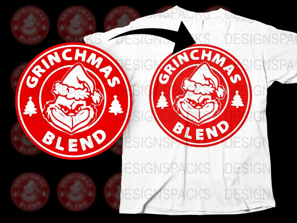 Grinchmas Blend T-Shirt, Funny Christmas Tee, Holiday Graphic Shirt, Red and White, Unisex Fit