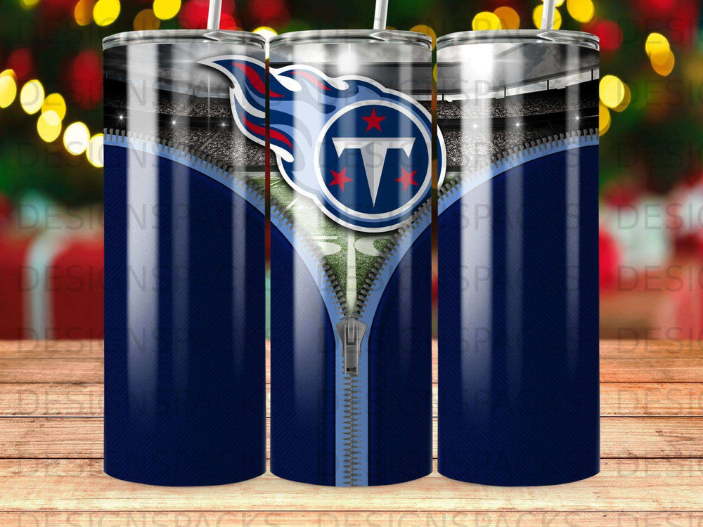 Tennessee Titans logo on a zipper design with stadium background.