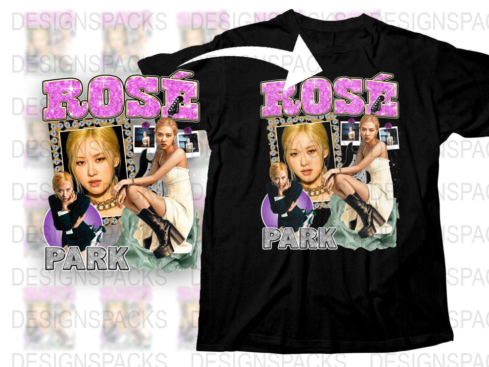 Rosé Blackpink Inspired Graphic T-Shirt, K-Pop Idol Print Tee, Stylish Fan Merch, Trendy Casual Streetwear