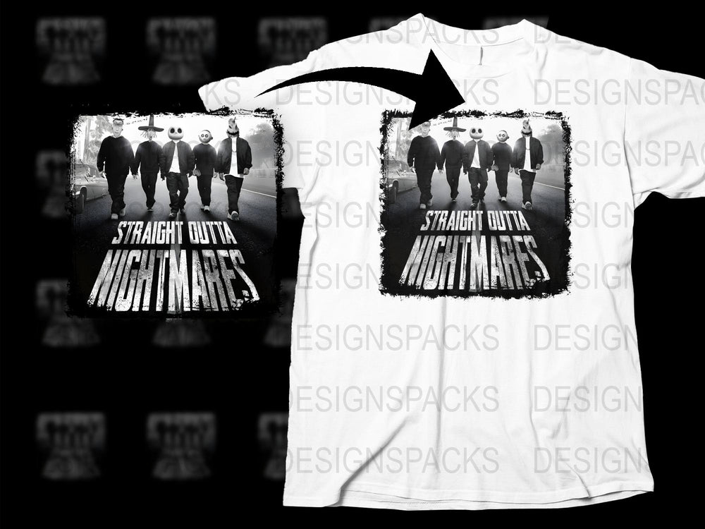 Straight Outta Nightmares T-Shirt, Horror Movie Fan Tee, Creepy Shadow Design, Unisex Graphic Shirt