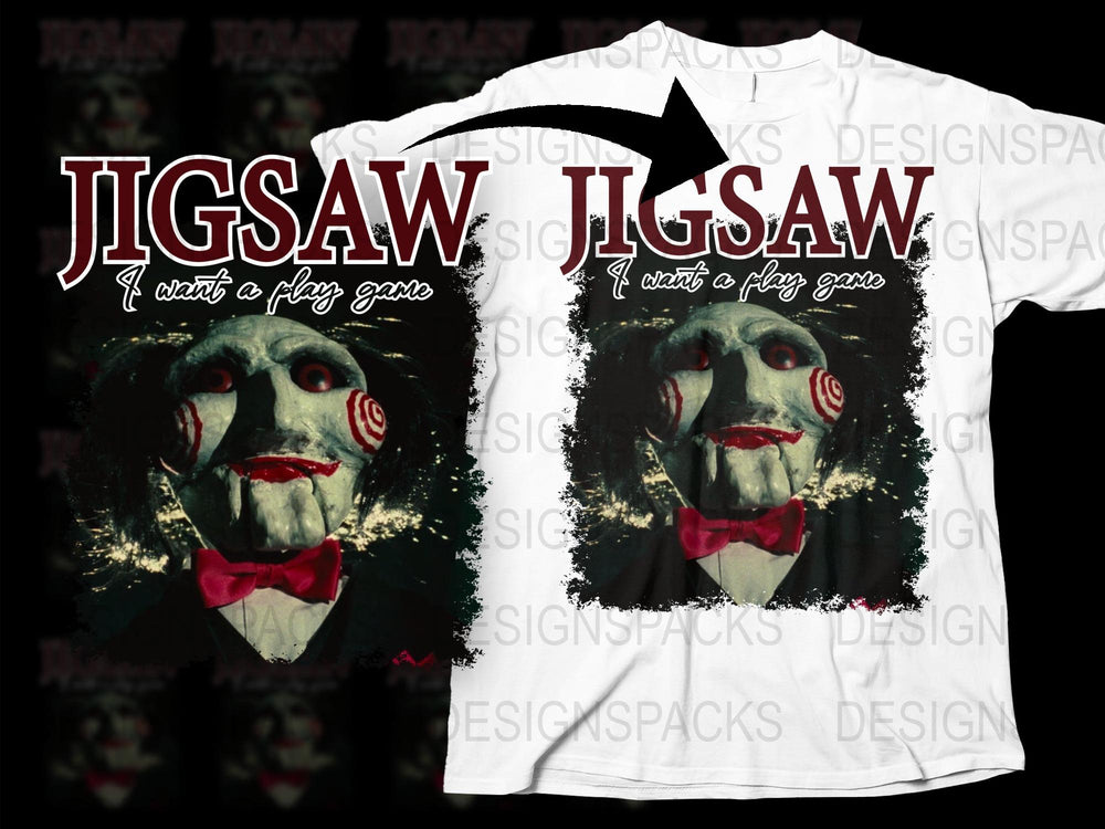 Jigsaw Horror Movie T-Shirt, I Want to Play a Game Quote, Halloween Tee, Scary Film Apparel