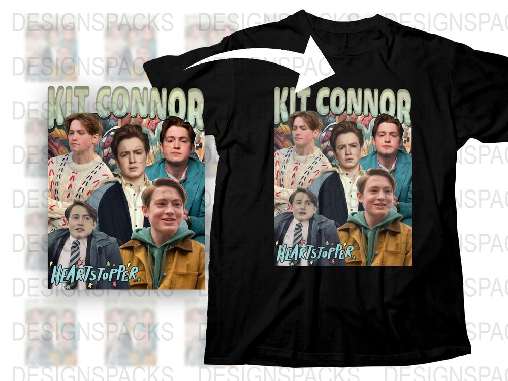 Kit Connor Heartstopper T-Shirt, Graphic Tee, Fan Merchandise, Multiple Images, Black Cotton Shirt