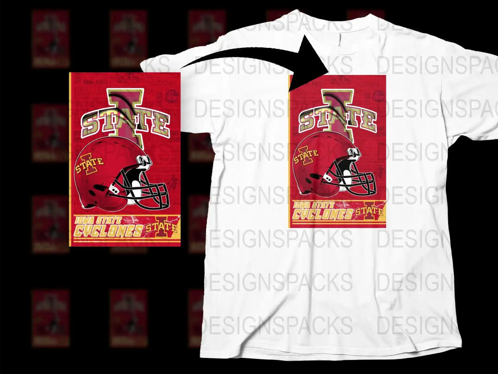 Iowa State Cyclones T-Shirt, College Football Helmet Design, Red Sports Fan Apparel, Unisex Graphic Tee