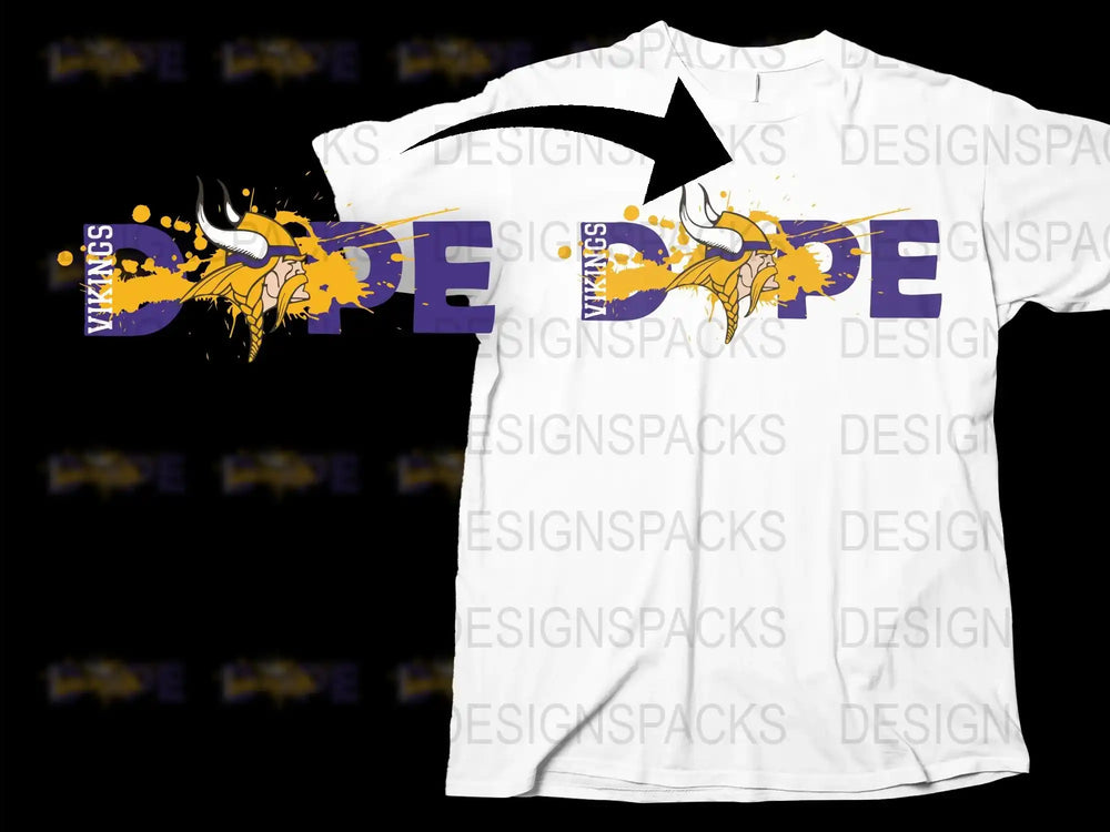 Viking Themed T-Shirt, Bold Yellow and Purple Graphic, Unisex Casual Wear