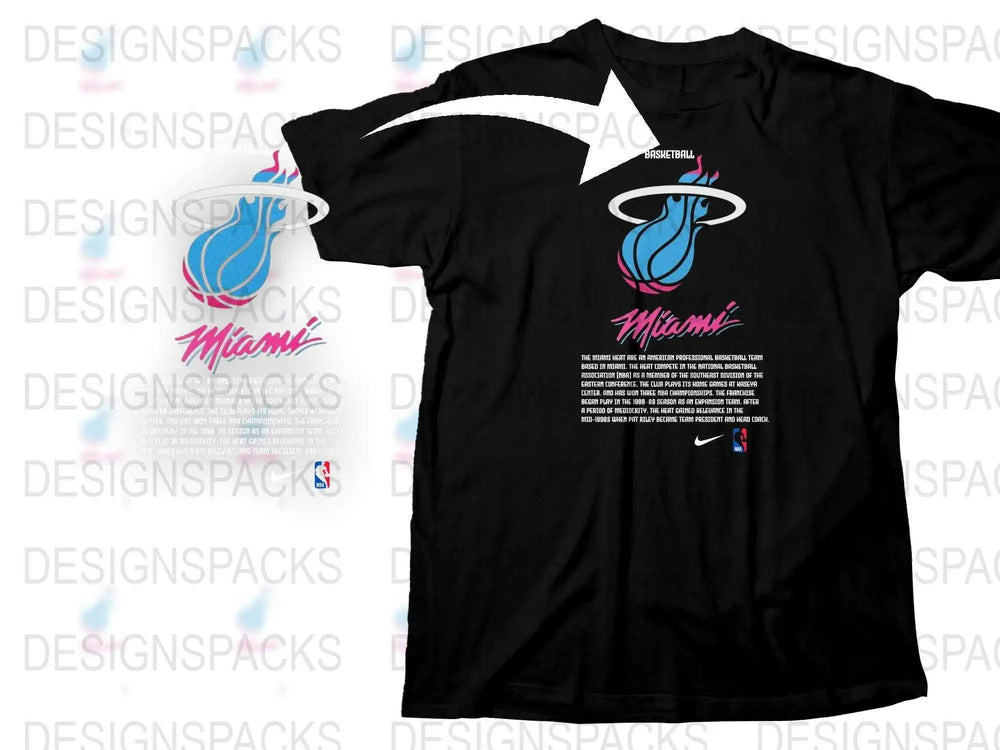 Miami Basketball T-Shirt, Black Graphic Tee, Urban Sportswear, Casual Apparel, Nike Inspired Design