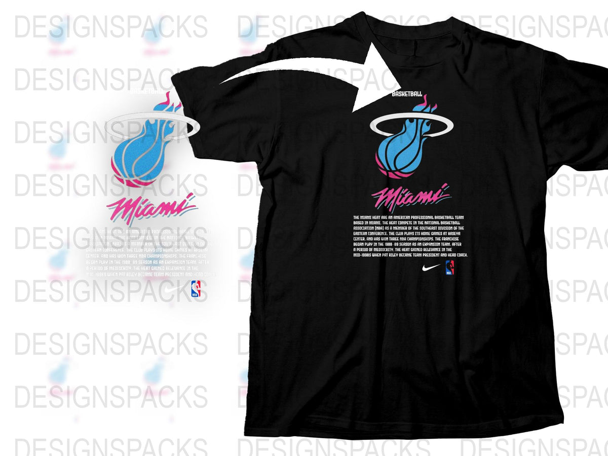 Miami Basketball T-Shirt, Black Graphic Tee, Urban Sportswear, Casual Apparel, Nike Inspired Design