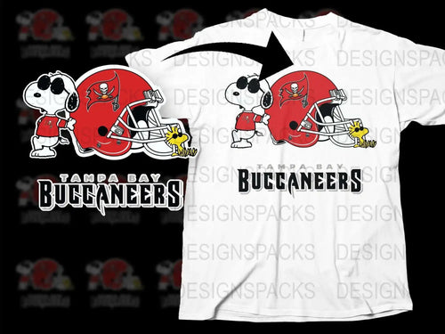 Tampa Bay Buccaneers T-Shirt, Snoopy Football Helmet Graphic, Unisex White Tee