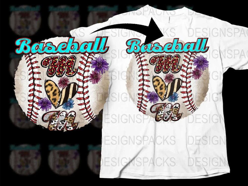 Baseball T-Shirt Leopard Print and Flowers Graphic Tee, Casual Sports Fashion, Unisex Adult Clothing