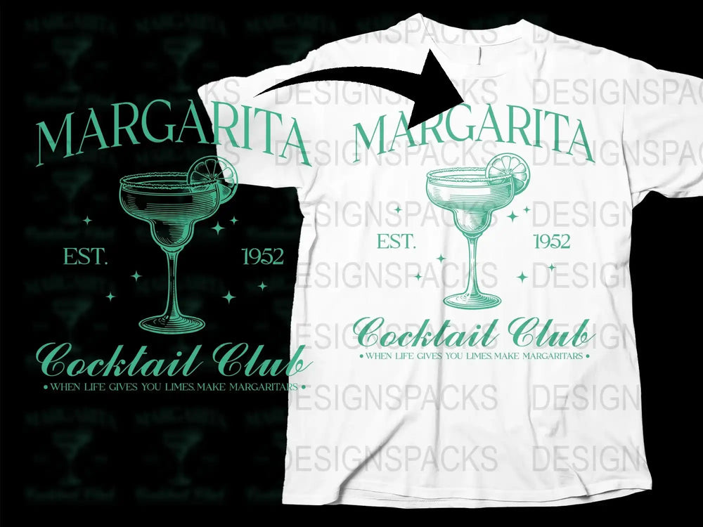 Vintage Margarita Cocktail Club T-Shirt, Retro 1952 Bar Tee, Classic Drink Lovers Gift, Summer Party Apparel
