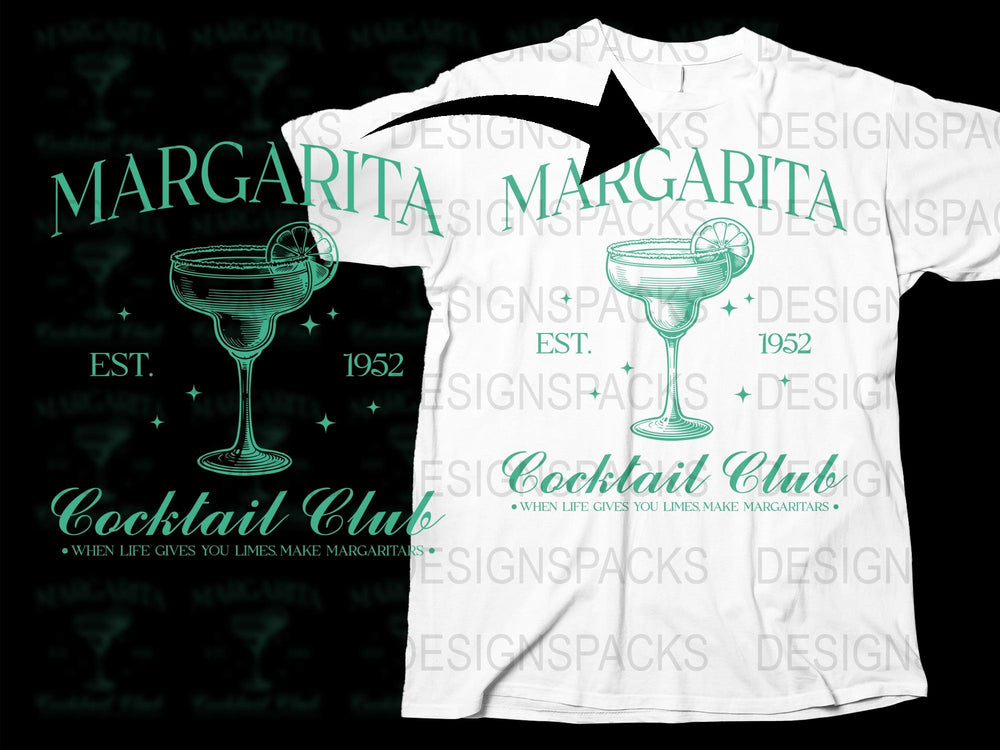 Vintage Margarita Cocktail Club T-Shirt, Retro 1952 Bar Tee, Classic Drink Lovers Gift, Summer Party Apparel