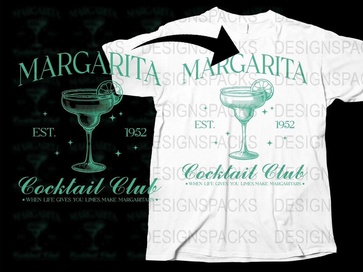 Vintage Margarita Cocktail Club T-Shirt, Retro 1952 Bar Tee, Classic Drink Lovers Gift, Summer Party Apparel