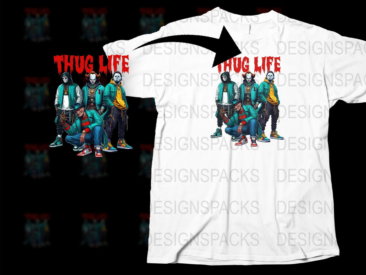 Thug Life Graphic T-Shirt, Hip Hop Urban Streetwear, Bold Text Design, Adult Unisex Cotton Tee, Unique Fashion Apparel
